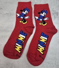 Minnie Mouse Retro Red Disney Crew Socks Blue Black Vintage Look Classic