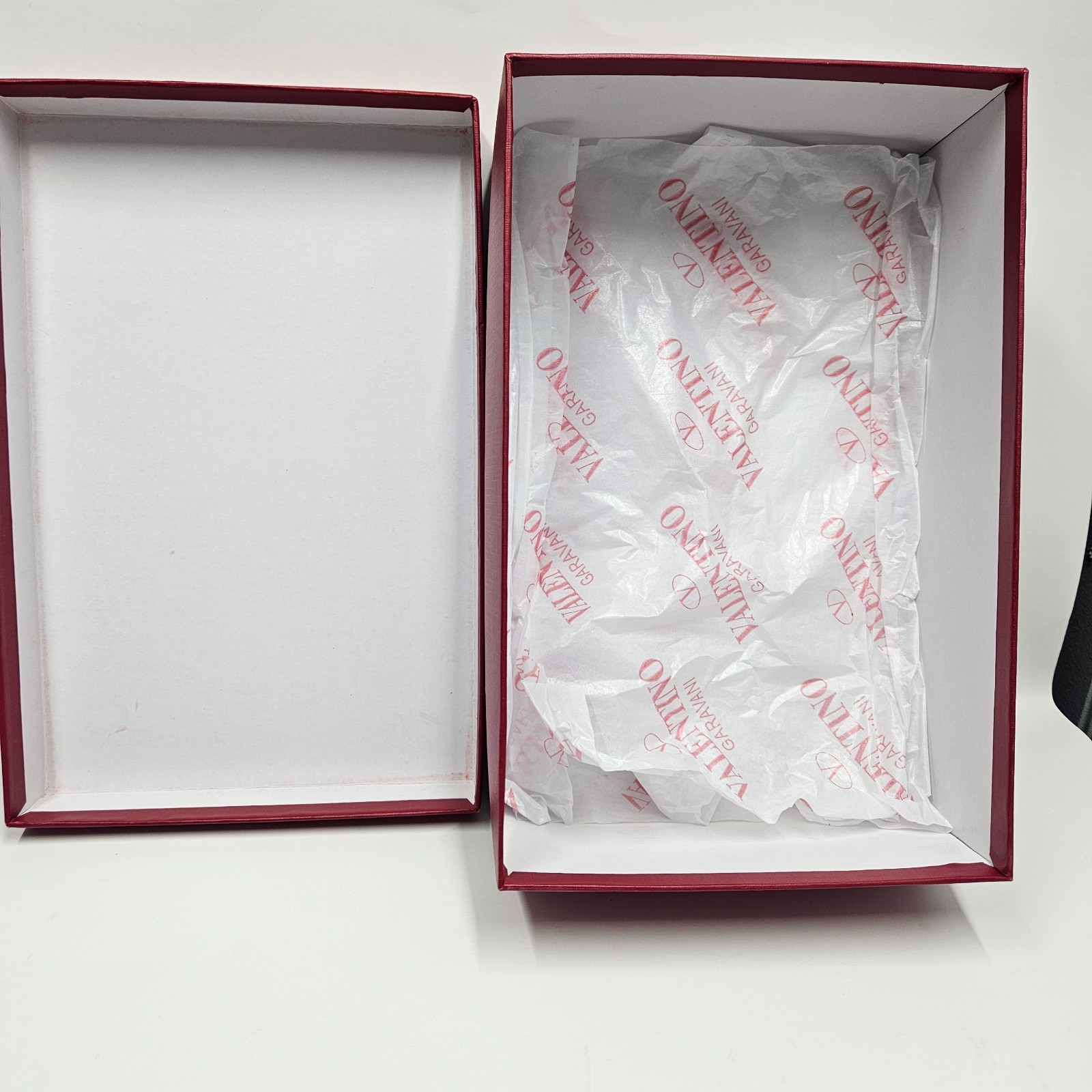 Valentino Garavani Luxury Shoe Box Red Textured 13x7.5x4.5 Storage VG+ thumbnail 3