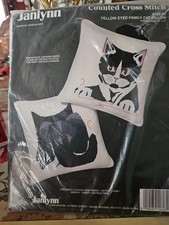 Janlynn Counted Crosstitch Kit "Yellow Eyed Family Cat" Pillow New Sealed