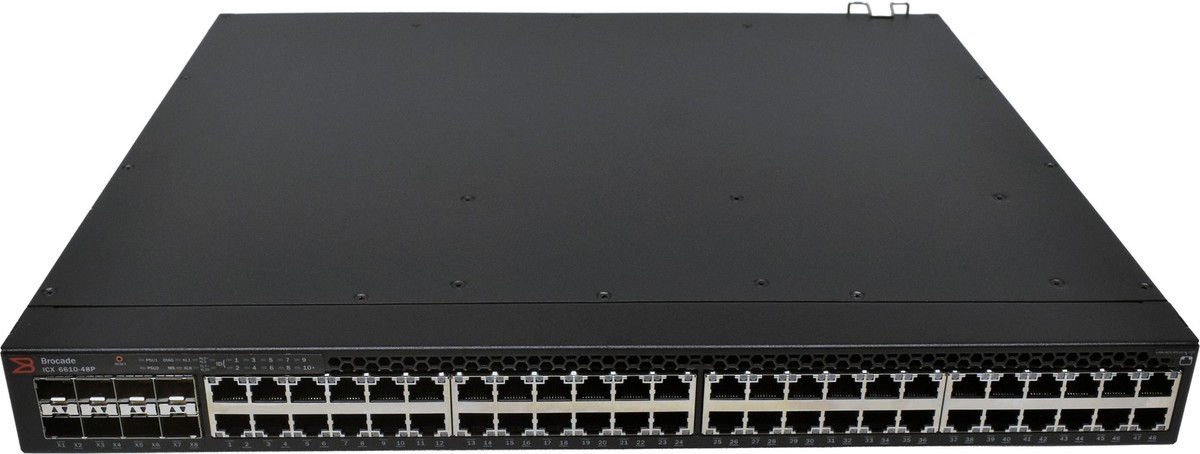 Brocade Switch ICX 6610-48P 48x RJ45 8x 1/10Gbe SFP/SFP+ 4x 40Gbit