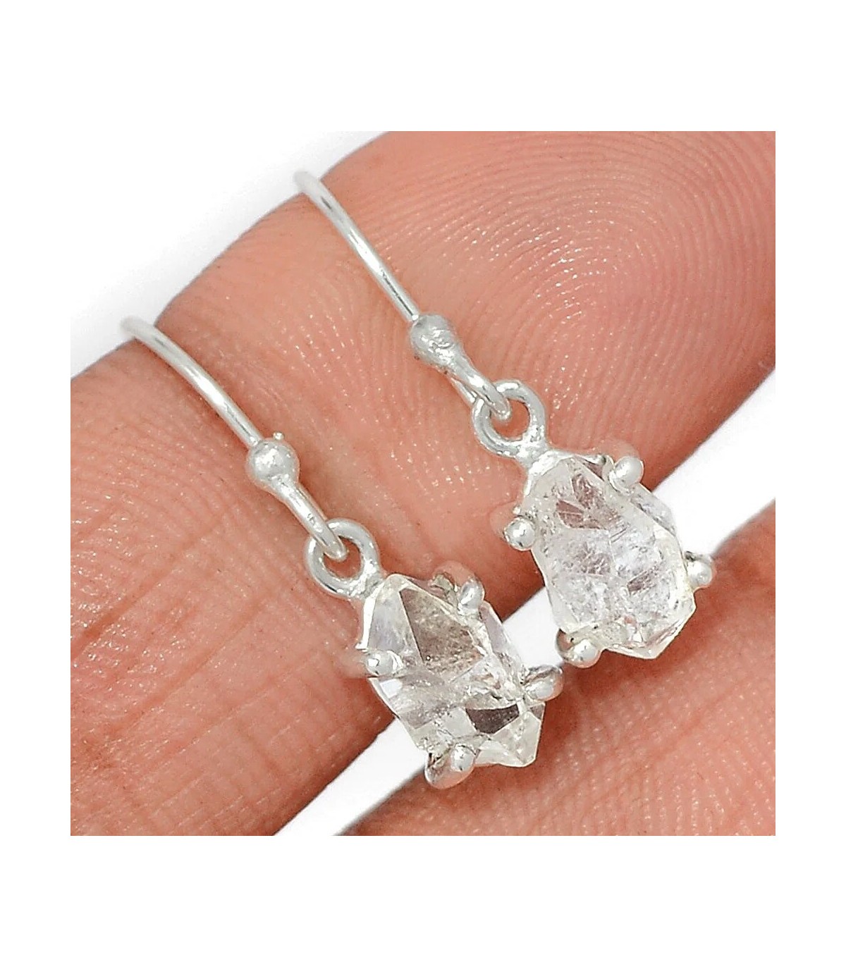 Boucles d'oreilles Diamant d'Herkimer brut SK45 le cadeau d'anniversaire idéal et unique