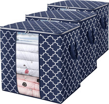 Storage Bags 3 Pack 100L Clothes Organization and Storage Containers Large Bla