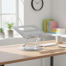 Adjustable 360  Rotating Laptop Stand in Silver - Ergonomic  Portable Design