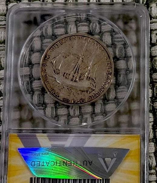 Thanksgiving! 1920 Pilgrim Comm Half Dollar - ANACS F12 Details Cleaned 7660544 - Image 2 of 2
