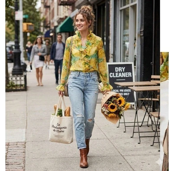 High Neck Ruffle Blouse In Vintage Tops & Blouses For Women for