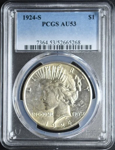 1924S Peace Dollar PCGS AU53