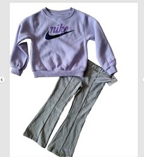 NIKE Girls 2-piece Pants Set Sweatshirt  Pants Athletic set Size 4 6 Purpl Gray