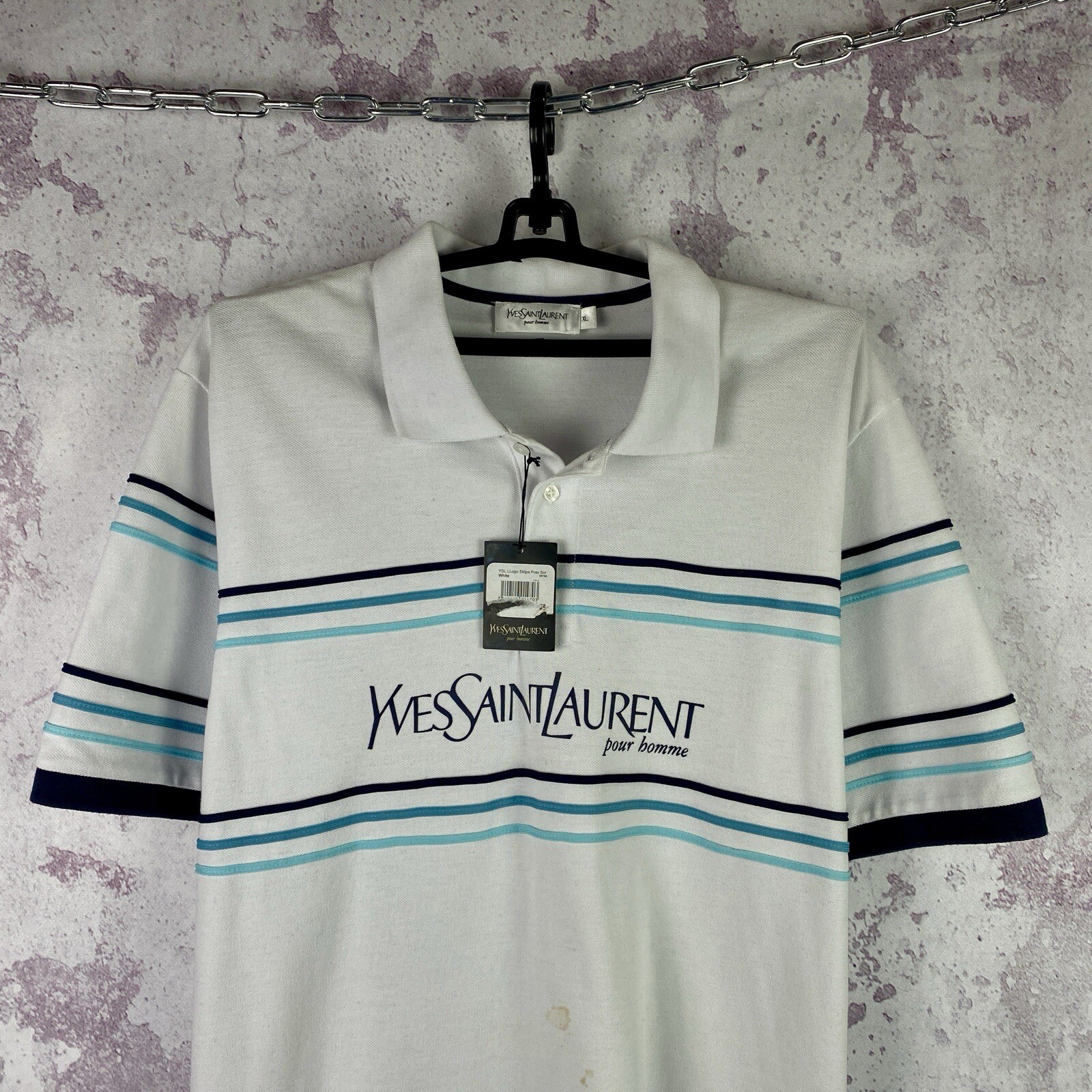 Yves Saint Laurent YSL Polo T Shirt Vintage Grande Logo Y2K Maglietta Lusso Taglia XL