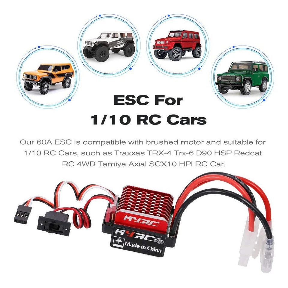 GOOLRC 60A ESC RC Car ESC Brush with electric speed controller 6V from JP - Image 2 of 4