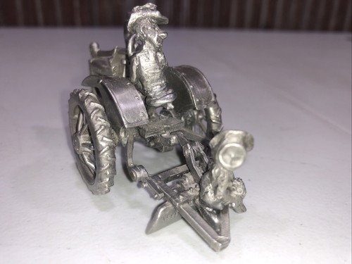 Vintage 1990 Boyd Perry Leveling Drapers Garden Pewter Couple On Tractor NICE - Picture 4 of 6