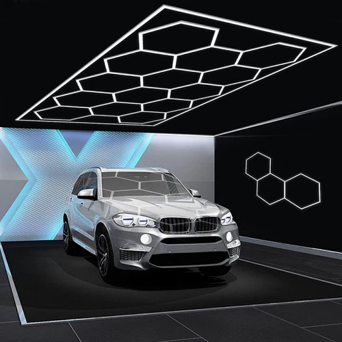 Sechseck LED Beleuchtung Auto Haus Detailing Garage Werkstatt Einzelhandel 6500K weißes Licht - Bild 1 von 15