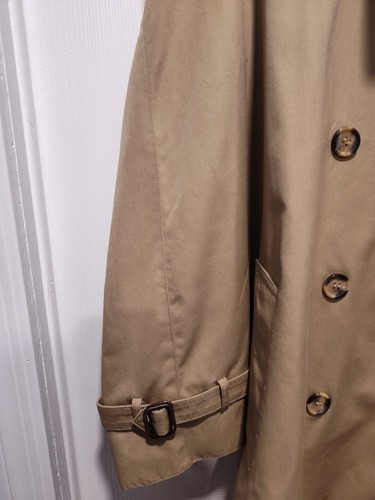 Trench lungo doppiopetto Evan-Picone cintura foderata marrone beige GRANDE 44" busto - Foto 8 di 12