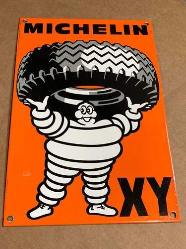 Vintage Style Michelin Tires Service Porcelain Enamel Heavy Sign