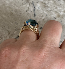 Gold Vermeil Sterling Blue CZ  Lab Created Sapphire Ring Size 8