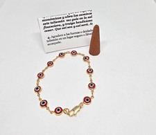 GOLD FILLED RED EVIL EYE GOOD LUCK BRACELET / PULSERA OJO TURCO ROJO PROTECCION