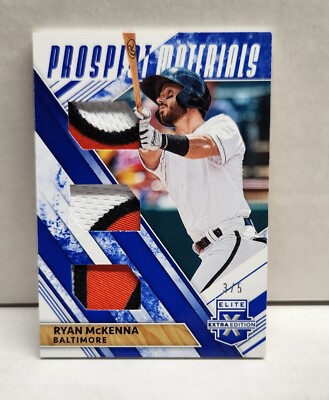 RYAN McKENNA 2019 Elite Prospects Materials BLUE TRIPLE PATCH #'d 3/5 ~ ORIOLES