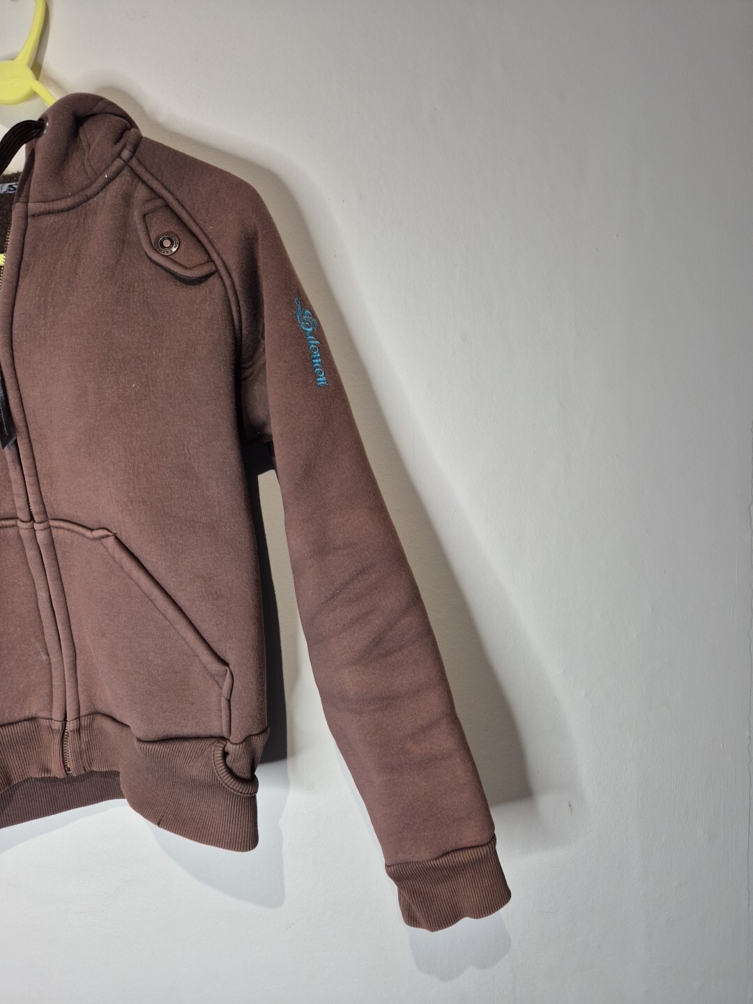 SALOMON taglia M giacca tecnica in pile di cotone spesso con cappuccio e zip marrone