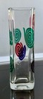 UNUSUAL  John Burchetta Signed Art Glass Colorful Swirls Hand Blown Vase 7.5 In — photo 3