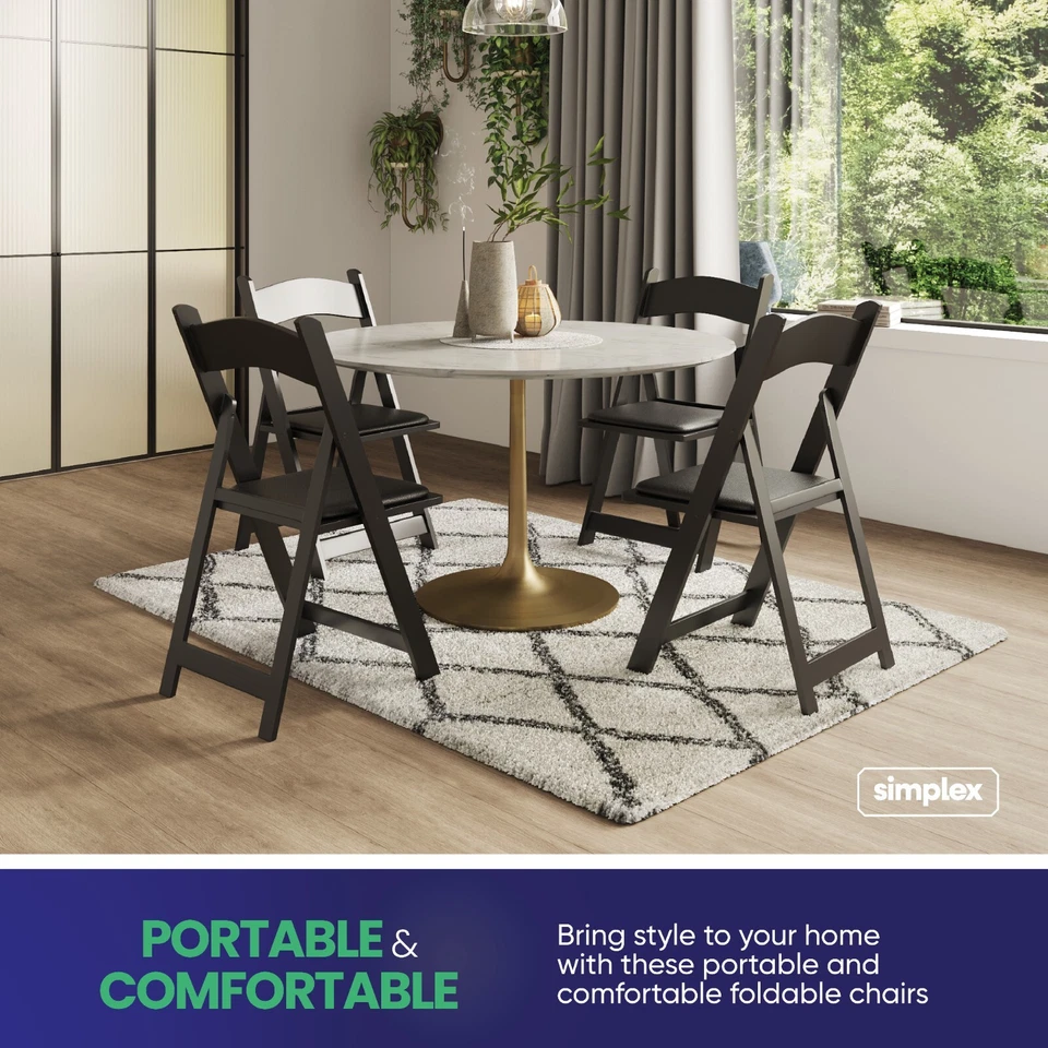 Silla Plegable Apilable Resina Negra - Sillas Plegables Interior/Exterior (4 Pk) Foto 3 de 4