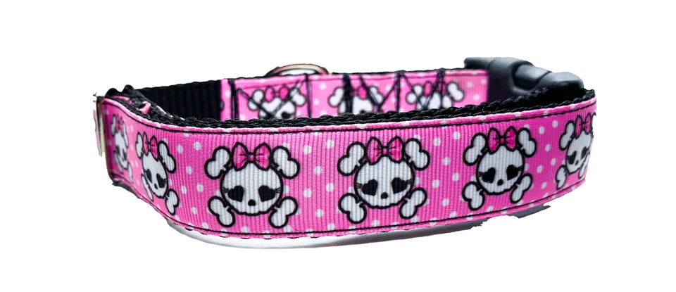 Lindo Collar Rosa Arco Calavera Perro Ajustable Collar Rosa para Niña Perros Foto 2 de 4