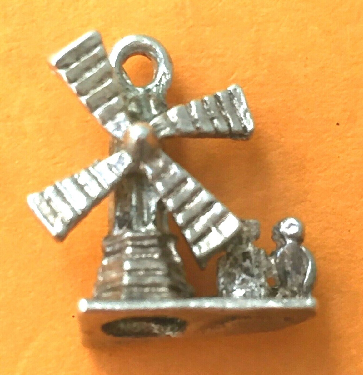 Charme Moulin à Vent Hollandais En Argent Sterling 925 - 1,9 G, 1,5 Cm, Vintage, Occasion