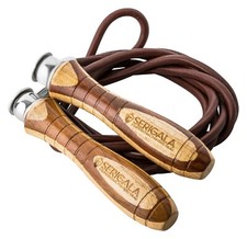Profi Springseil Erwachsene Leder Holzgriff Retro Skipping Rope Boxen Sprungseil