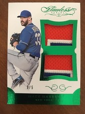 2016 panini flawless baseball Matt Harvey Dual Patches Emerald Version 5/5