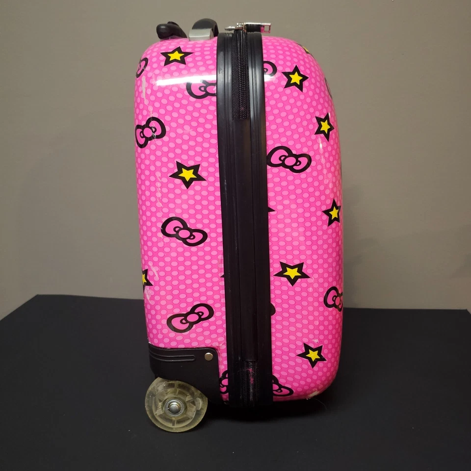 Maleta con ruedas Hello Kitty carcasa rígida niñas equipaje rosa 19 x 12 x 8 lados duros Foto 4 de 4