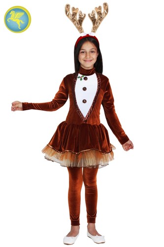 Costume Renna di Babbo Natale bambina vestito natalizio Pegasus Made In  Itlay | eBay