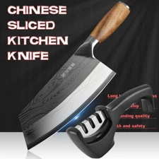 Chinese Chef Knife Kitchen Stainless Steel Butcher Damascus Cleaver Chopping US