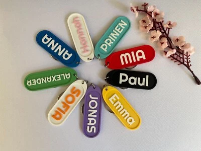 PRINEN Personalisierter Schlüsselanhänger mit Einkaufswagenchip | Name & Farbe wählbar