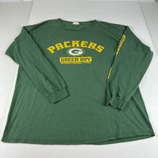 Y2K CSA Green Bay Packers Football Shirt Adult Large Green Faded Long Sleeve Tee