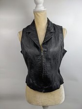 Wilsons Leather Maxima Black Zip Front Fitted Leather Vest Size Large