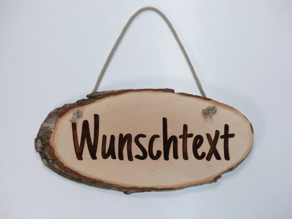 Schild personalisiert aus Holz mit Gravur selbst gestalten Baumscheibe bis 90cm - Bild 2 von 4