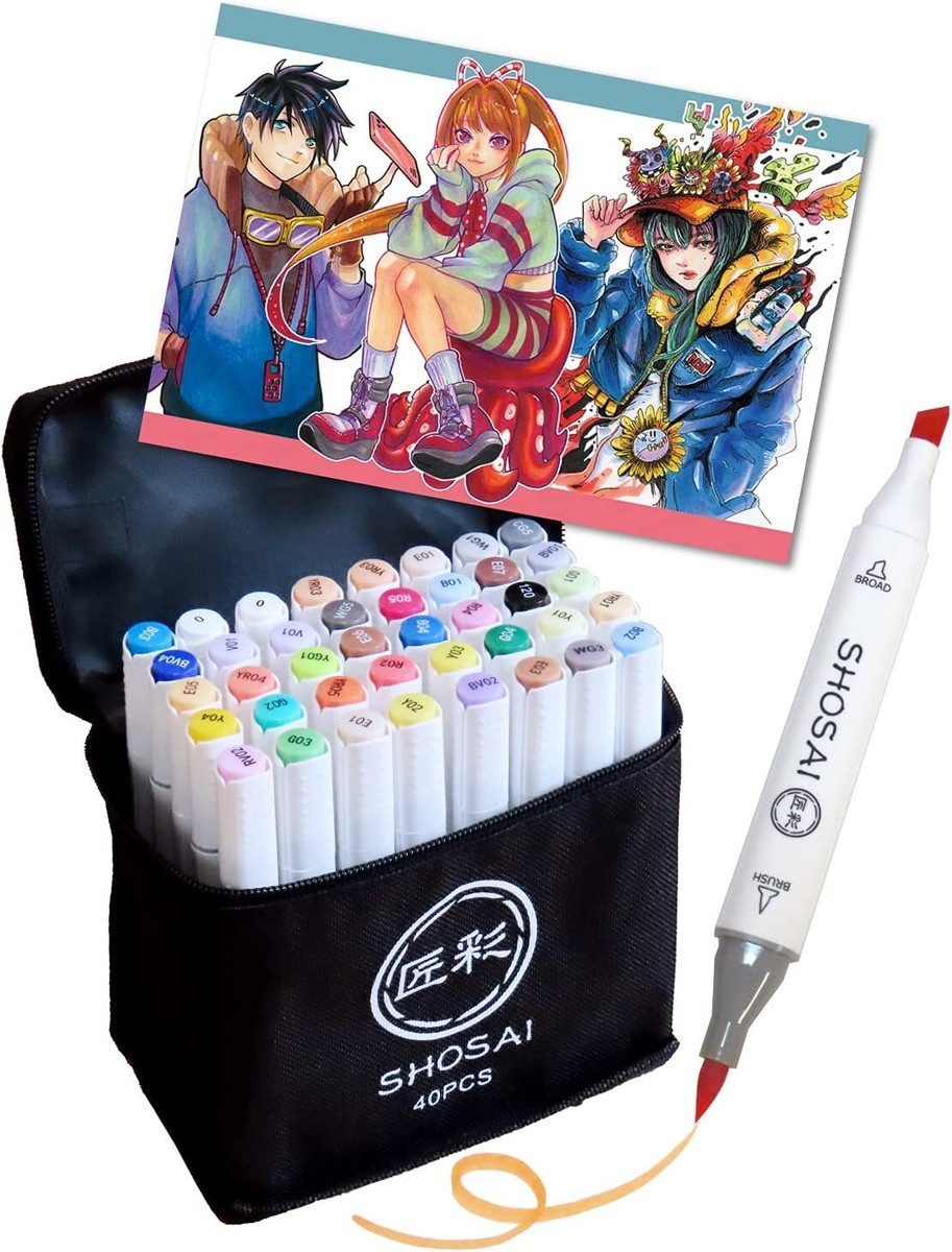 SHOSAI Marker pen Set 36 colors 40 pieces Calligraphy and Thick 