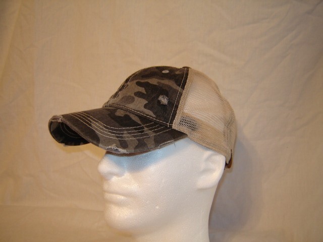 CC Cappellino da baseball ad anello grigio mimetico maglia di pony effetto invecchiato