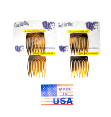 4 Combs x Good Hair Days 1 3/8'' Brown Tuck combs hair combs Made in USA 42219