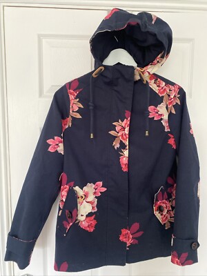 Joules Right As Rain Waterproof Ladies Navy Floral Jacket Anorak Rain Coat Uk 6