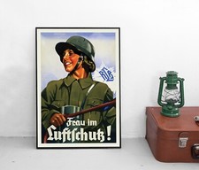Poster "Frau im Luftschutz" Zivilschutz Feuerwehr RLB Plakat Wehrmacht Militaria