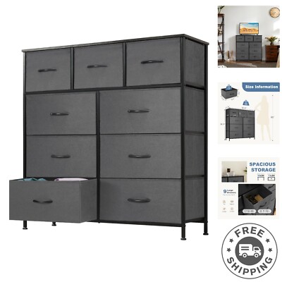 Sturdy 9-Drawer Grey Dresser  Versatile Cabinet for Bedroom and Living  Spaces | eBay