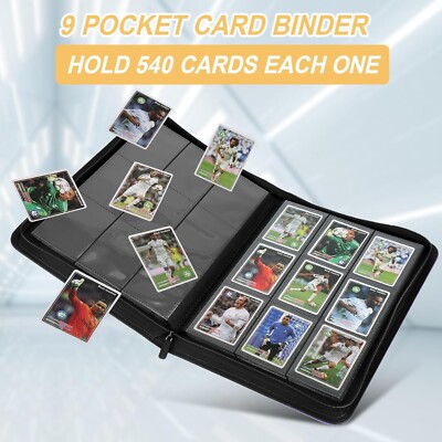 Pokemon Cards Binder 540 Pocket Trading Card Binder With Strap  9-Pocket  Pages Storage Album (Black) Padded Sports Trading Card Albums, Binders &  Pages 9-Pockets
