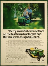 John Deere Lawn Yard Turf Tractor Mower 8 & 11 HP Vintage Print Ad 1980