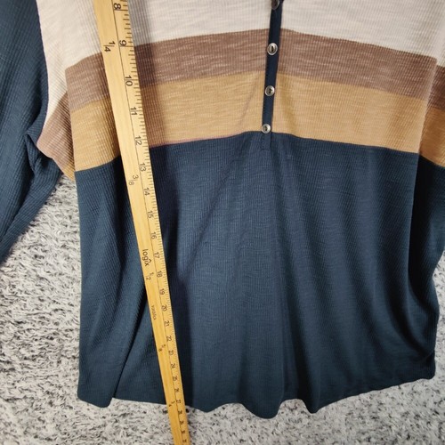 Camicetta casual Maurices a righe Henley top manica lunga scollo a V donna taglia 3X - Foto 4 di 6