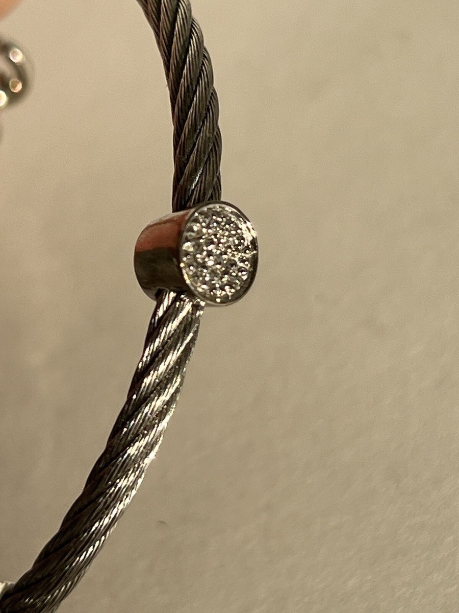 10gr Vintage Modernist Solid Sterling Silver Twist Cable Bracelet w Crystals View 5