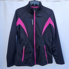 Reebok Fleece Lined Full Zip Fitted Jacket Sz-M PINK AND BLACK