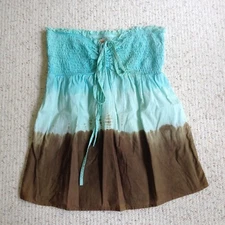 Strapless w/Tie Tube Top Teal Mocha Tie-dye Women's sz M American Rag®
