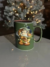 Disney Aviator Mickey Mouse Ready For Takeoff Coffee Mug Cup Slanted 4 1/2" tall