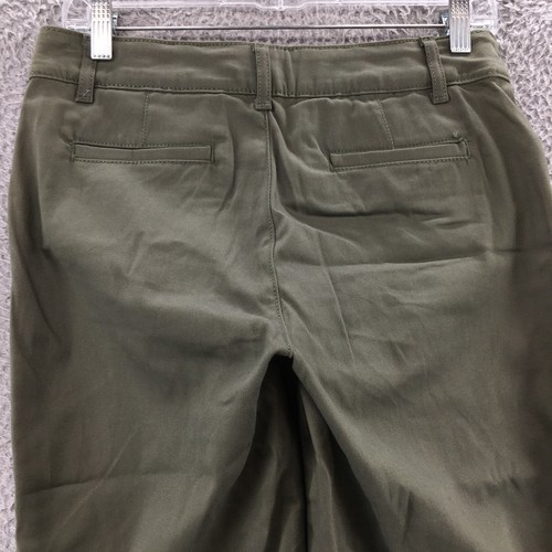 St Johns Bay Capri Pants Women 4 (actual 31x19.5) Green Cotton Blend Zip Fly NEW - Picture 12 of 22