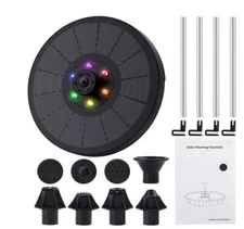 Solar Fountain 3W Solar Bird Bath Fountains with LED Lights  8 Nozzles D306