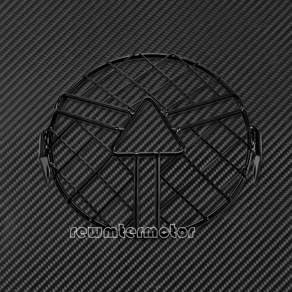 6.3" Motorcycle Front Black Headlight Stripe Grill Mesh Lattice Grid Cover Mount - Image 4 of 4